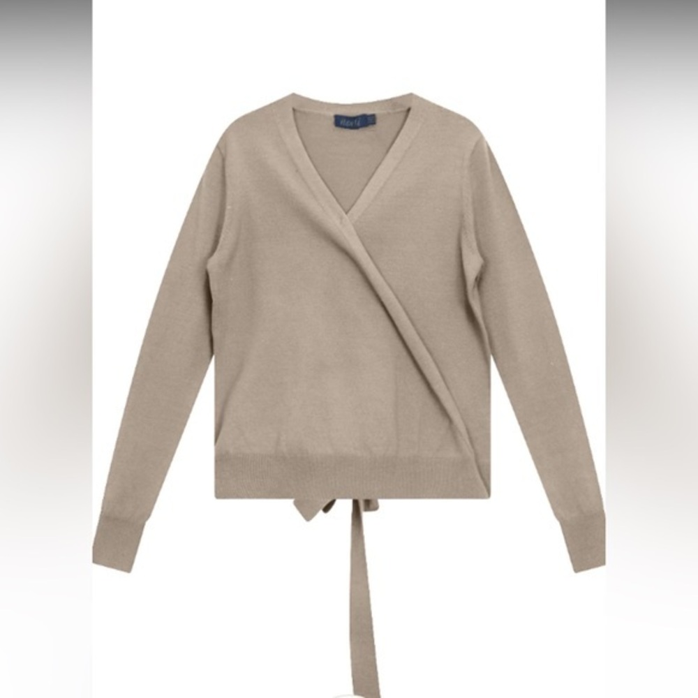 Noni Wrap Long Sleeve Knit Top Beige - L NWT